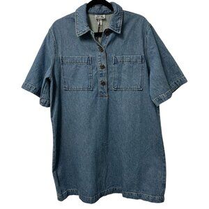 FUTURE COLLECTIVE DENIM DRESS SUPER OVERSIZED BOXY HEAVYWEIGHT COTTON BLUE NWT